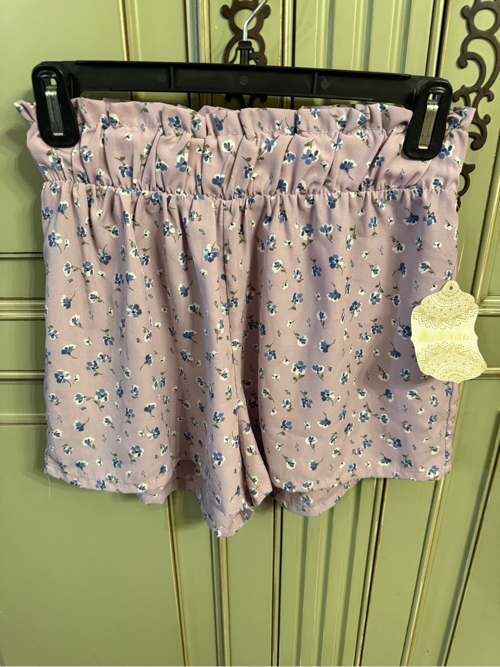 Altar'd State Lavender Floral High-Waist Shorts